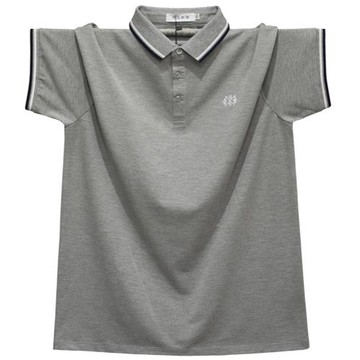 男士寬松翻領t恤大碼中年男裝t恤肥佬短袖加肥加大POLO衫爸爸夏裝