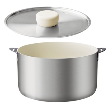 MODORI 不鏽鋼鍋具系列 燉鍋 22cm 深底鍋  銀色 + 白色  1個