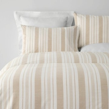 (組)艾禮思色織純棉床被四件組加大 條紋咖