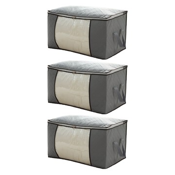棉被/衣物收納袋 橫款  60 x 37 x 35cm  灰色  3個