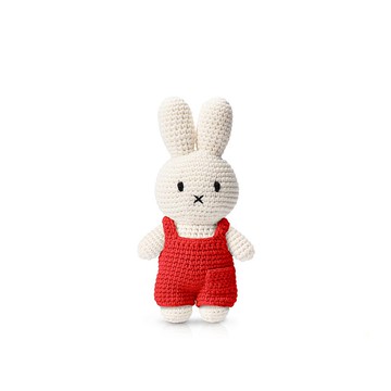 荷蘭Miffy米飛兔【miffy紅色吊帶褲】手工鉤針純棉娃娃療癒玩偶