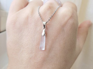 【親翠】天然翡翠 玻璃冰小燈管925銀釦鎖骨鏈