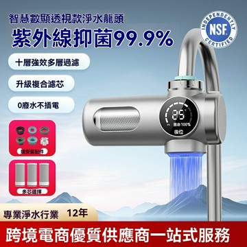 【可開發票】定製智能水龍頭過濾器前置淨水器家用廚房自來水數顯濾芯QIN園款