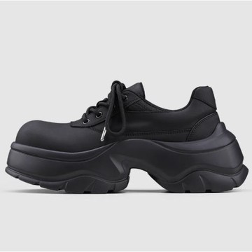 BBF增高6厘米老爹鞋男黑色大頭鞋厚底百搭小黑鞋高級感德比皮鞋潮