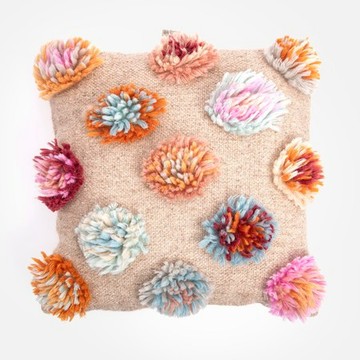 Bloomingville編織羊毛抱枕50x50cm 花叢