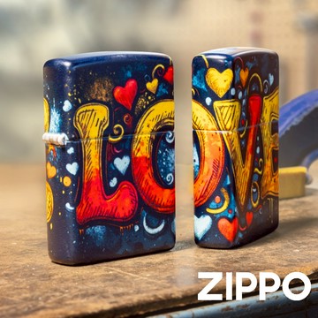 ZIPPO LOVE塗鴉防風打火機 終身保修 360度熱轉印成像技術 街頭塗鴉 潮流氛圍 文化感 46283