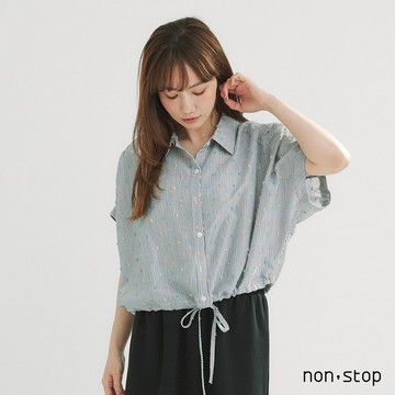 non-stop 繽紛彩點條紋連袖短版襯衫-2色
