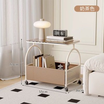 輕奢移動小茶几 奶油風小茶几 收納邊桌 客廳臥室小桌子 小推車 帶輪置物架