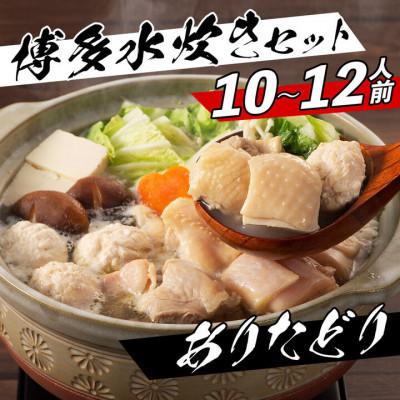 ふるさと納税 太宰府市 濃厚スープと注目の銘柄鶏の旨味がたっぷり!博多風水炊きセット 10〜12人前(太宰府市)