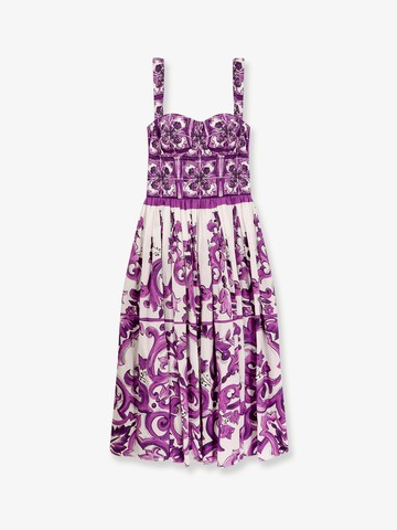 Cotton midi dress with Maiolica print - DOLCE & GABBANA - gender_Woman