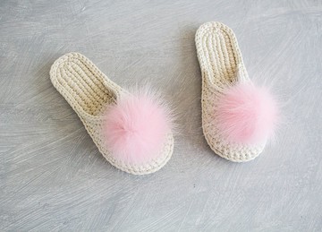 白色棉質拖鞋 - 針織拖鞋 - 家居拖鞋