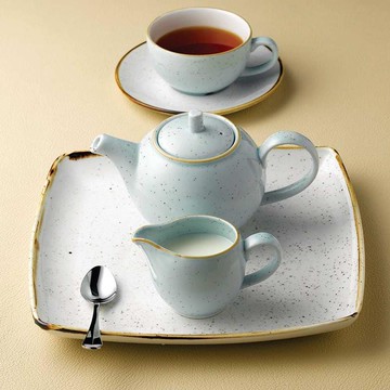 Stonecast 點藏系列 360ml拿鐵杯盤組(共三色可選) 橘紅色