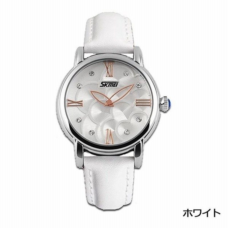 Skmei オシャレ アナログ 腕時計 レディース 革ベルト ホワイト 通販 Lineポイント最大0 5 Get Lineショッピング