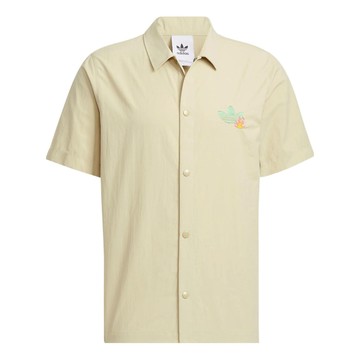 adidas originals Solid Color Cartoon Pattern Casual Short Sleeve Shirt Khaki