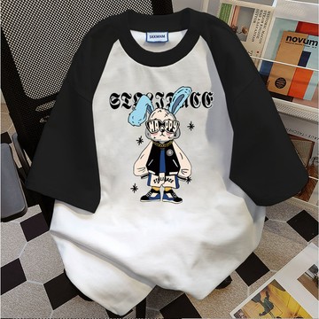 【ABCD】100%純棉 衣服女短袖 短袖T恤 雙拼色t恤 重磅短袖 顯瘦上衣 純棉上衣 夏季女裝 運動上衣 學生穿搭