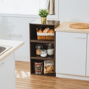 樂嫚妮 E1可堆疊一格櫃-3入組-組合式收納櫃/空櫃/書櫃-(4色)胡桃木色