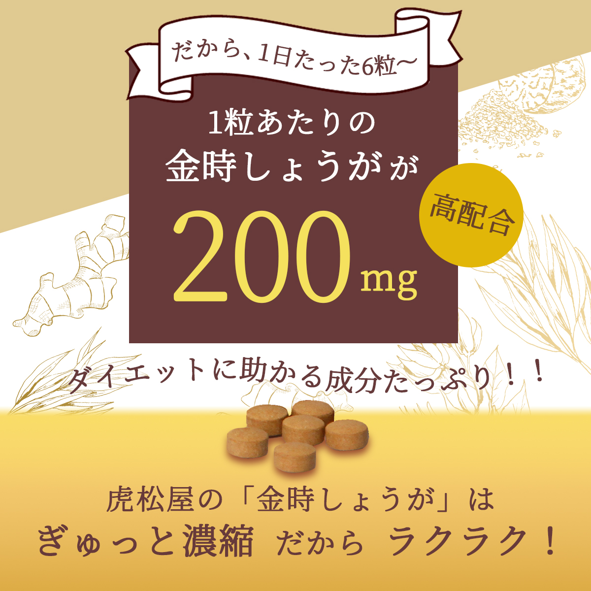 金時しょうが 粒タイプ 120粒 無添加・無農薬栽培された純粋な金時ショウガを使用！