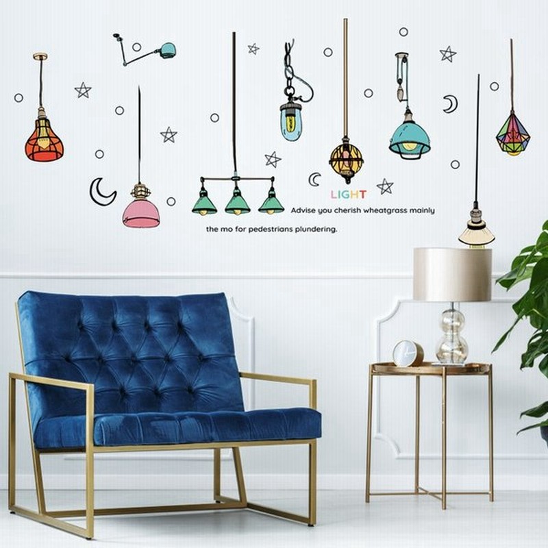 ウォールステッカー ウォールシール ステッカー 壁用ステッカー 装飾 壁装飾 ライト 電気 星 月 英語 英字 キッチン リビング 寝室 インテリア壁 通販 Lineポイント最大get Lineショッピング