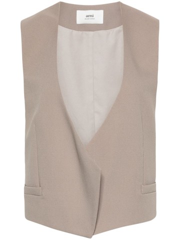 AMI Paris - open-front waistcoat - women - Polyester/Virgin Wool/Cotton - 34 - 2811 LIGHT TAUPE