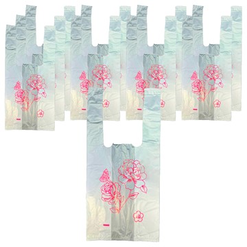 白色半透明背心袋 玫瑰花袋  10包