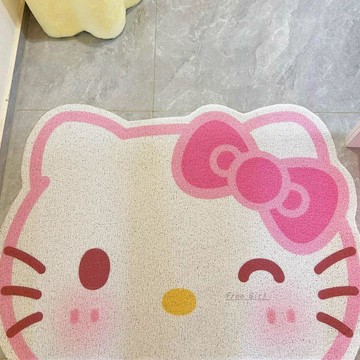 🔥居家裝飾🔥kitty地墊 凱蒂貓租房地毯 KT房間脚墊 防滑耐磨 玄關 浴室 房間 多巴胺KT貓入戶門絲圈地墊地毯