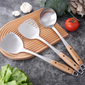 德國304不銹鋼鍋鏟 廚具套裝湯勺炒菜鐵鏟子廚房家用炒漏勺不粘鍋