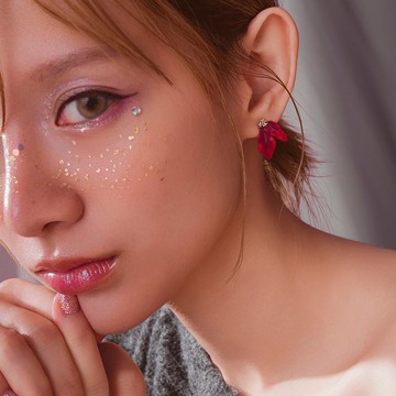 Xmas | Rouge * 胭脂紅 黃銅 冷琺瑯 聖誕紅耳環