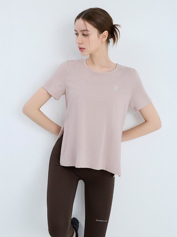 Modal Slit Standard-Fit Short Sleeve Yoga Top
