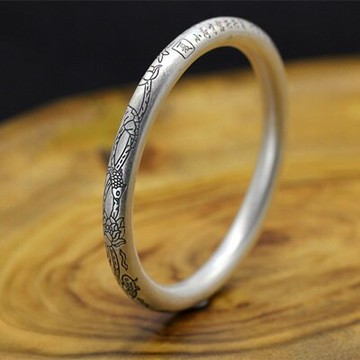 現貨+預購 純銀手環泰銀手鐲-賦詩四季夏荷冬梅生日情人節禮物女飾品2款73na70【獨家進口】【米蘭精品】