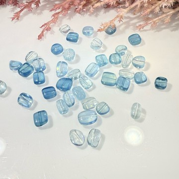 💕 𝓒. 𝓣 晶寶💕海藍寶 魔鬼海藍寶 超冰透 高品質 豆豆 水晶 圓珠 單珠 隨形 散珠 diy 設計 有孔洞