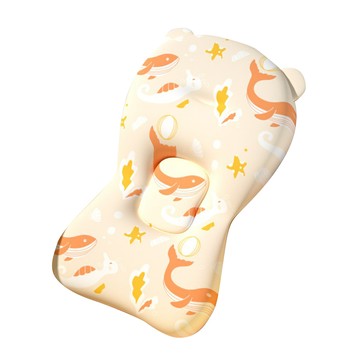 JoyNa - 寶寶防滑洗澡墊 鯨魚漂浮沐浴墊 新生兒沐浴網兜 浴網 洗澡墊-橙色鯨魚 (43*33cm)