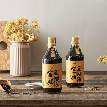 豆油伯金桂釀造醬油500ml(無添加糖黑豆醬油)--常溫運送