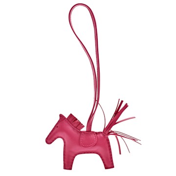 HERMES RODEO MM 馬兒造型拼色小羊皮鑰匙圈/吊飾(迷你-桃紅色)