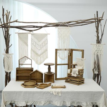 波西米亞風格甜品臺組合 森系甜品架婚慶道具 木制復古蛋糕架托盤