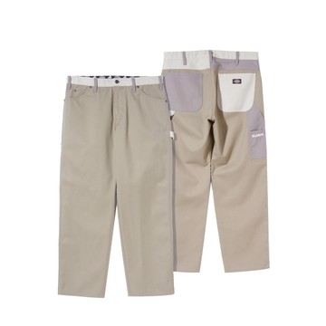 【XLARGE 聯名】Dickies男款卡其色多色拼接設計伐木工裝休閒長褲|DK0A89MGKHK