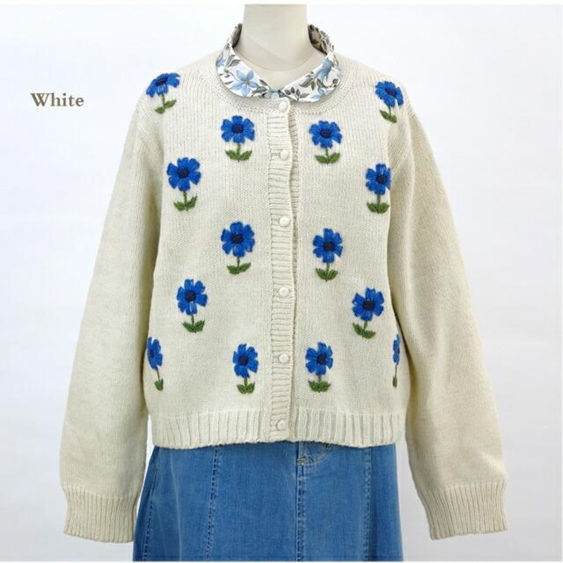 ペルーニット フラワー ニット カーディガン レディース エステール エステル Selleccion de Estelle PERU KNIT  FLOWER KNIT CARDIGAN 400324 IW2131818 | LINEショッピング