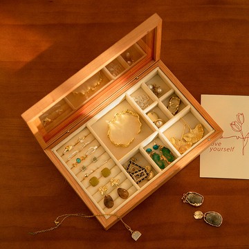 公司貨 免運 快速出貨 收納盒 首飾盒 首飾收納盒 化妝品收納盒 實木收納盒 首飾盒收納盒高檔精致手飾品耳環項鏈實木收納盒木質創意新婚禮物