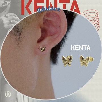 健太選物⋆˖°廓型蝴蝶耳環 個性 耳圈 耳釘 金色耳環