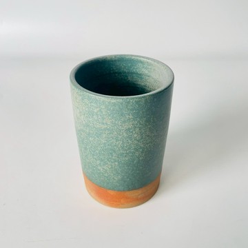 職人 手捻消光 站立好朋友 12.5cm 直口花器｜彩釉綠｜單品