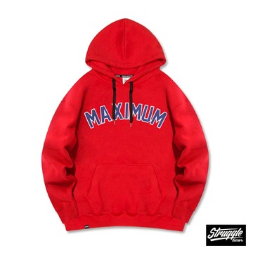 【StruggleGear】MAXIMUM貼布繡刷毛連帽TEE「 紅色」M-XL碼｜官方旗艦店62301