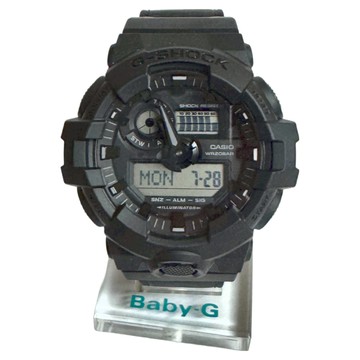 CASIO 卡西歐 G-SHOCK 尼龍錶帶 雙顯手錶 GA-700BCE-1ADR  黑色