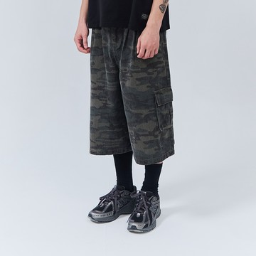 QUEENSHOP_S男裝 復古刷舊迷彩設計七分褲M/L/XL  現+預 【04011869】
