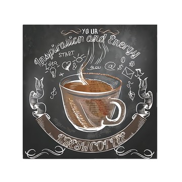 24mama 掛畫 二聯式 靈感 能量 藝術插圖繪畫 杯子生活飲料素描餐廳無框畫 50 x 50cm 復古咖啡