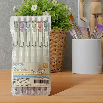 Tempo 節奏 0.5筆夾中性筆六色包(GL-200-6)1組入【小三美日】 DS023960 原子筆 文具 辦公室 筆記 開學