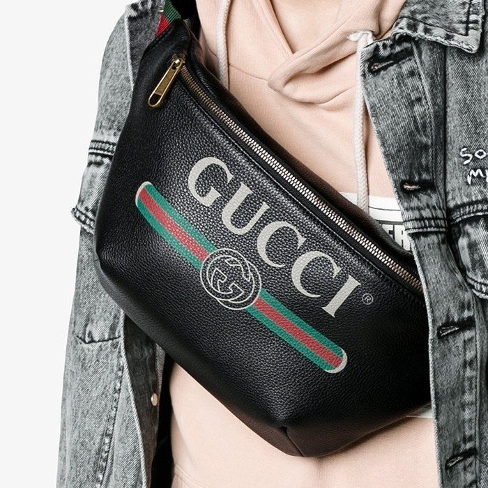 GUCCI グッチ ヴィンテージロゴプリント レザーベルトバッグ ロング