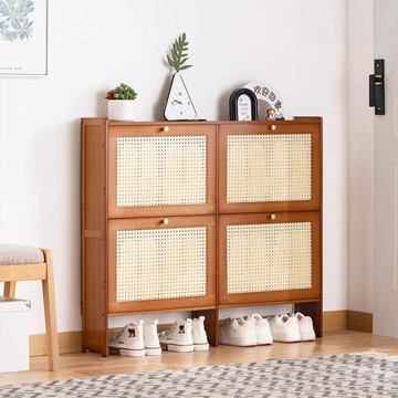 HappyLife 楠竹翻門鞋櫃 單層四門 Y12368