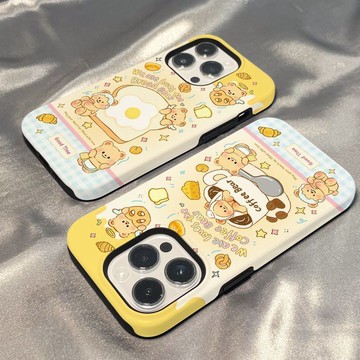 黃油小熊適用蘋果手機殼iPhone17promax/16E/15pro菲林磨砂二合一XS/XR雙層