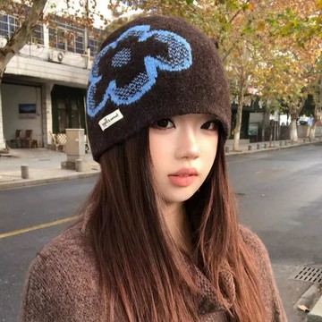 💛熱銷💛提花毛線帽女冬季百搭堆堆帽保暖防寒護耳包頭冷帽大頭圍針織帽子帽子女 保暖毛絨堆堆帽 防寒護耳