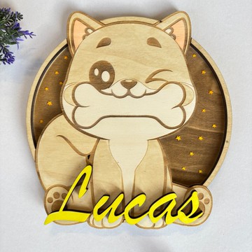 動物主題木製嬰兒房掛牌 – 手繪狗造型 – 客製化名字掛飾