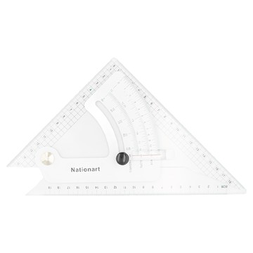 Nationart 方眼勾配定規三角板 8吋 20cm  透明色  1個